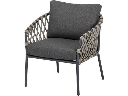 Amalfi low dining tuinstoel antraciet zand rope