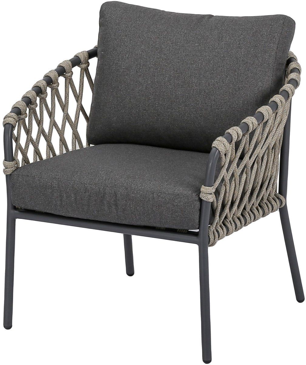 amalfi low dining tuinstoel antraciet zand rope