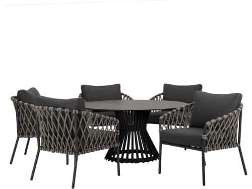 Amalfi Pasadena low dining tuinset 6 delig antraciet