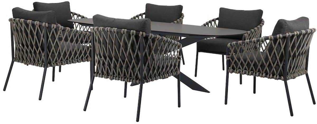 amalfi san francisco low dining tuinset 7 delig 240x100xh69 cm