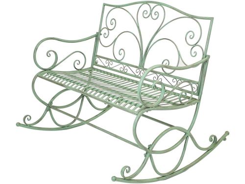 Antieke Schommelbank voor Tuin en Buiten - Mintgroen Metalen Zitbank