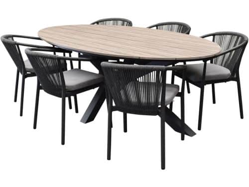 Apollo Salvador dining tuinset ovaal 220x115xH75 cm 7 delig polywood