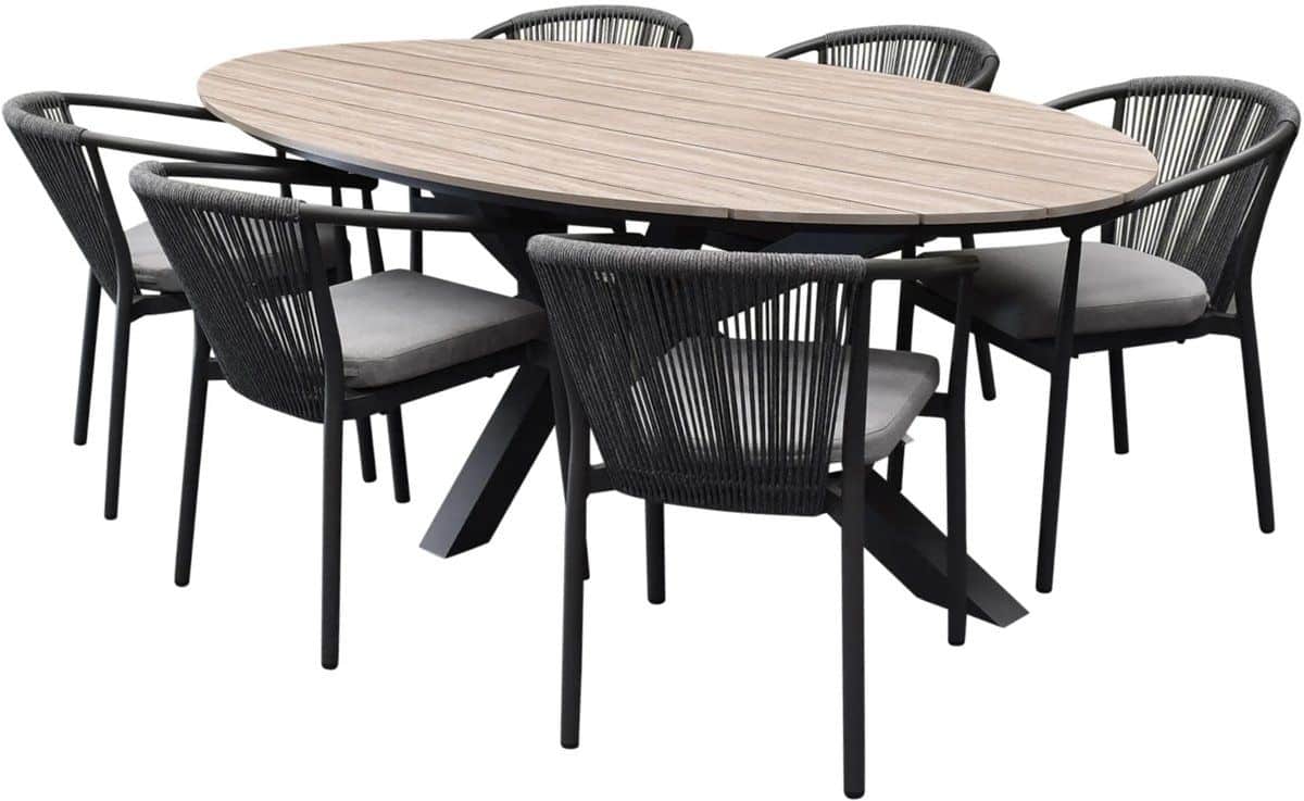 apollo salvador dining tuinset ovaal 220x115xh75 cm 7 delig polywood
