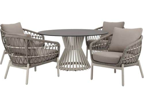 Arezzo Pasadena low dining tuinset 140xH69 cm 5 delig sand