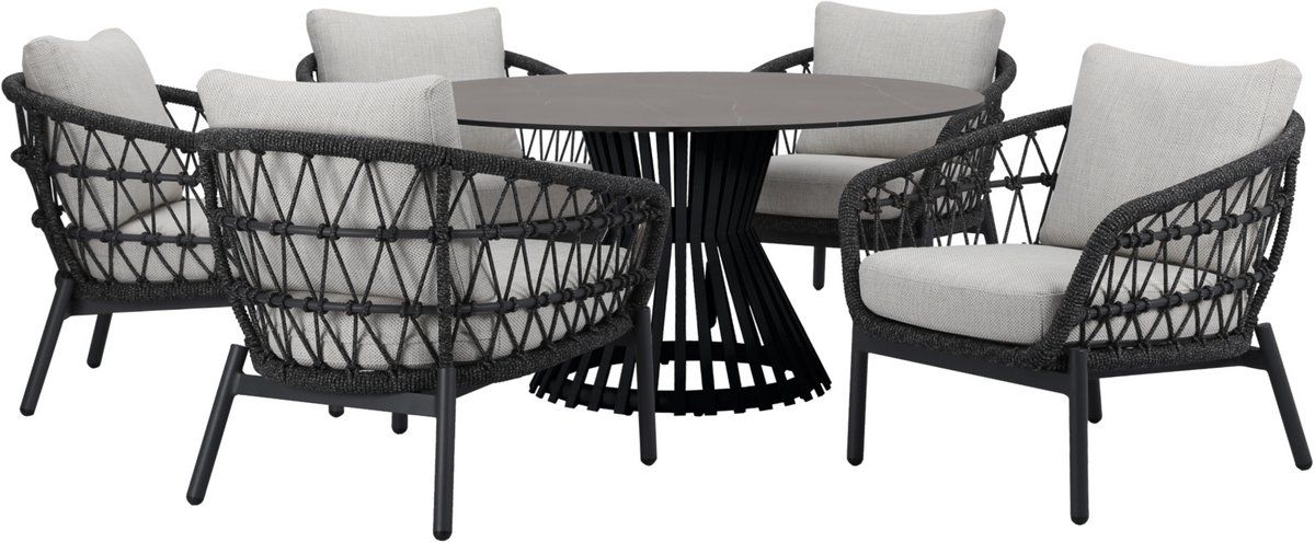 arezzo pasadena low dining tuinset 140xh69 cm 6 delig antraciet