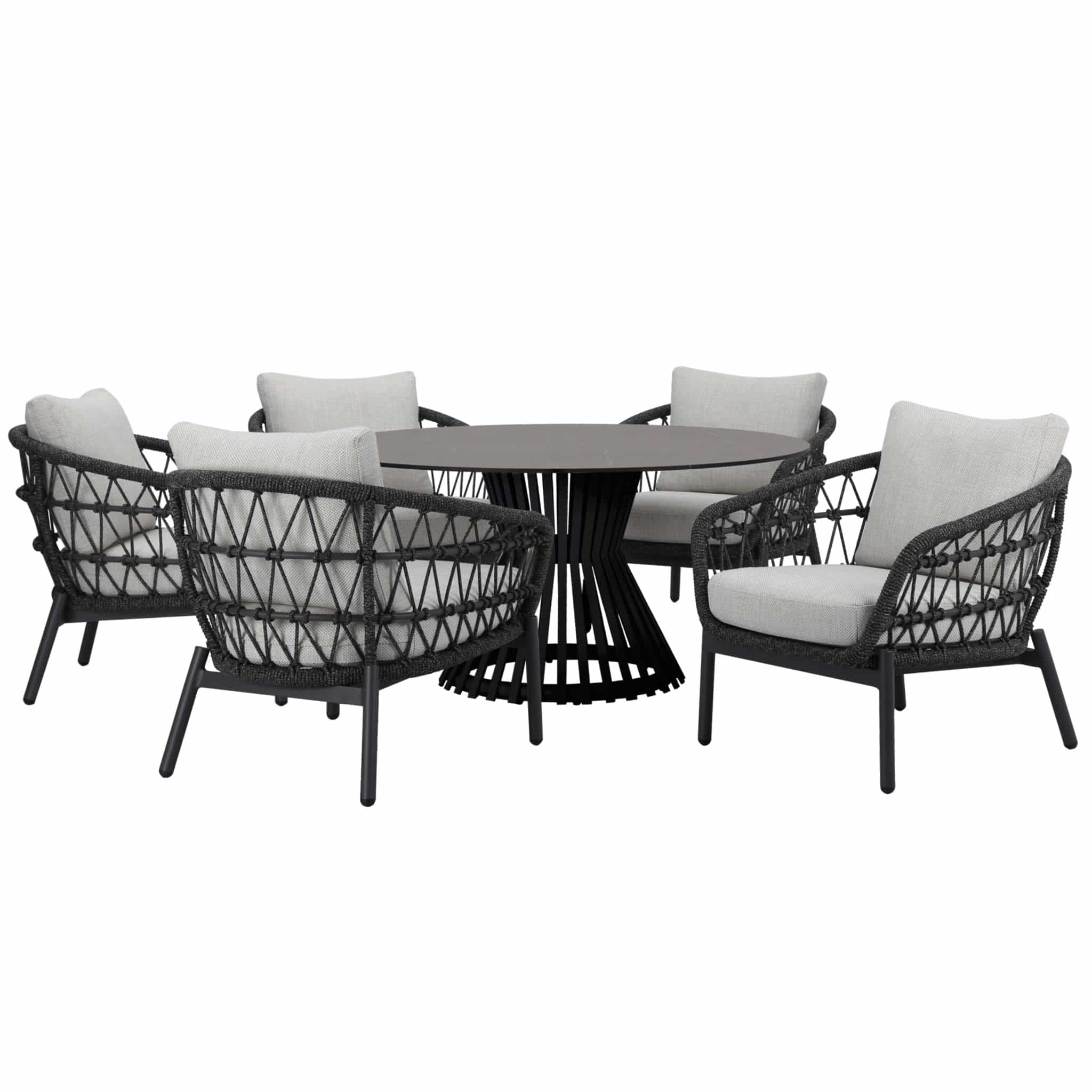 arezzo pasadena low dining tuinset 140xh69 cm 6 delig antraciet