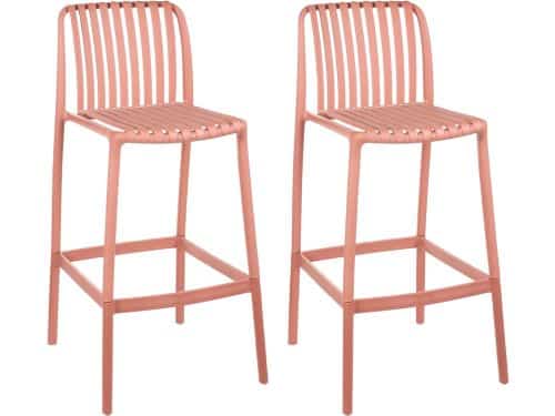 ARICCIA - Verstelbare barstoelen set 2 - Lichtrood - Polypropyleen