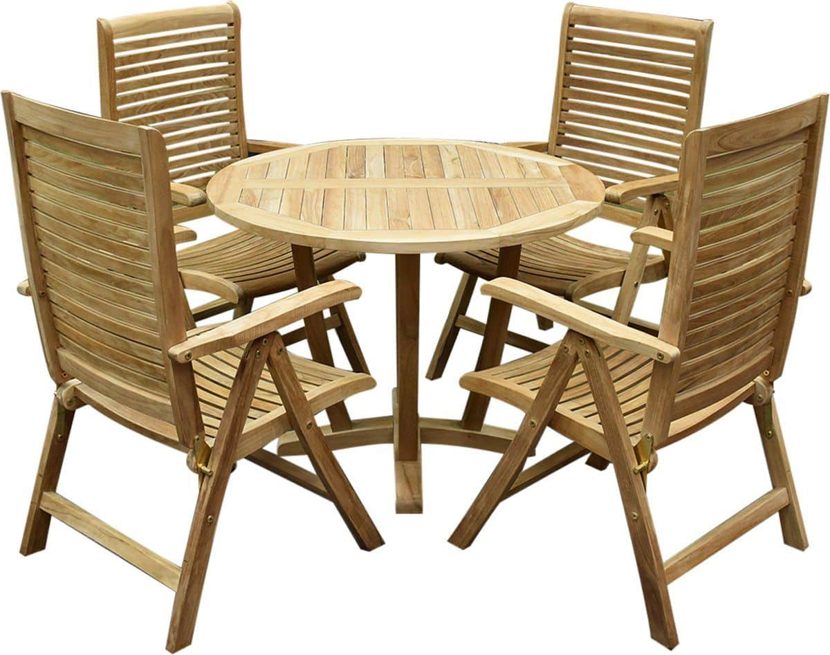 arona legand dining tuinset 120 cm 5 delig teak