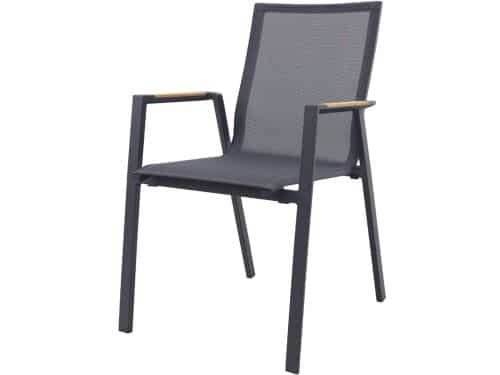 Atmos stapelbare tuinstoel met teak armleuning - Antraciet