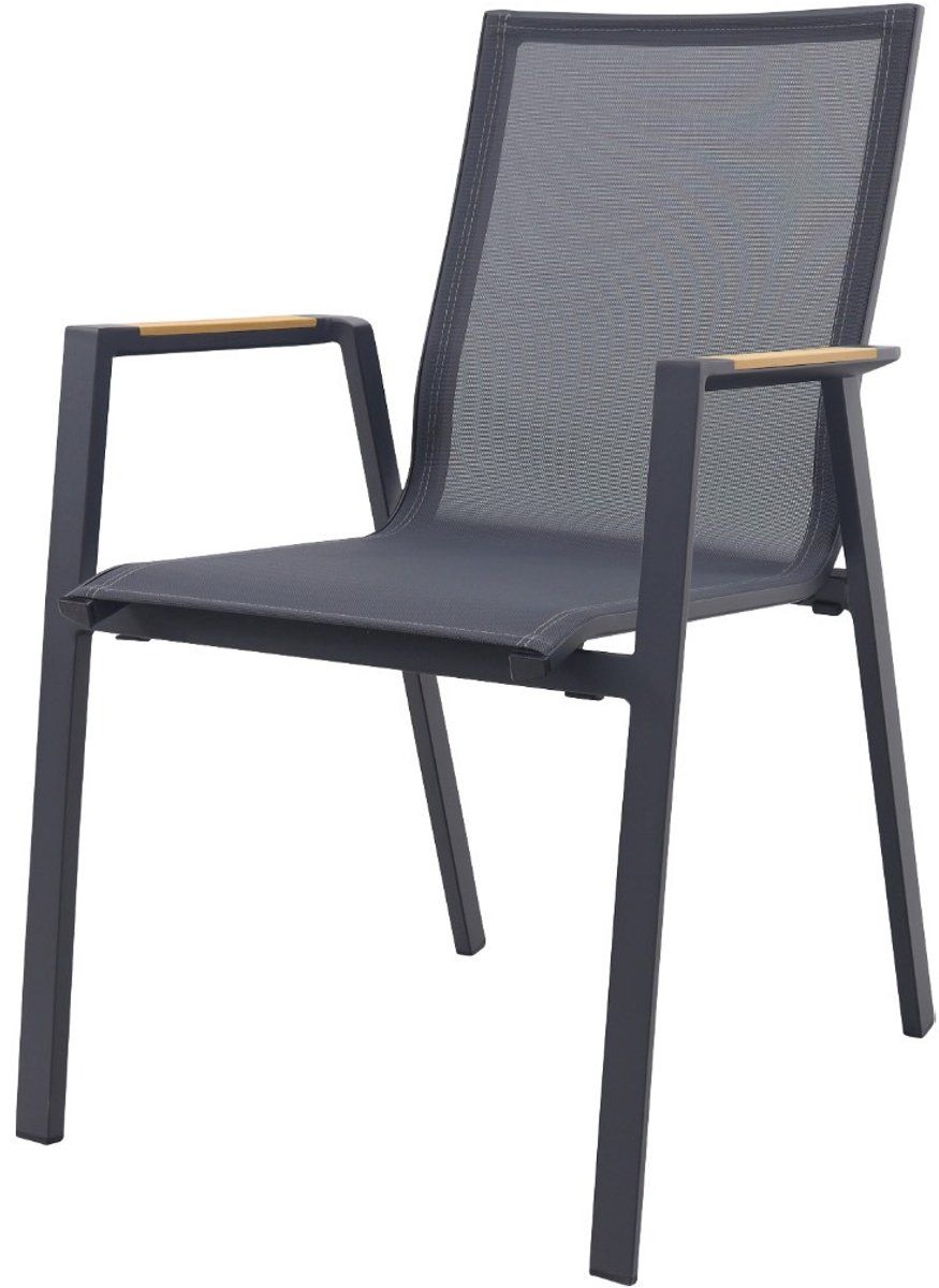 atmos stapelbare tuinstoel met teak armleuning antraciet