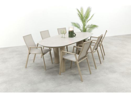 Atmos/Taste Denia 6-persoons organische tuinset 240x105 cm. - Latte