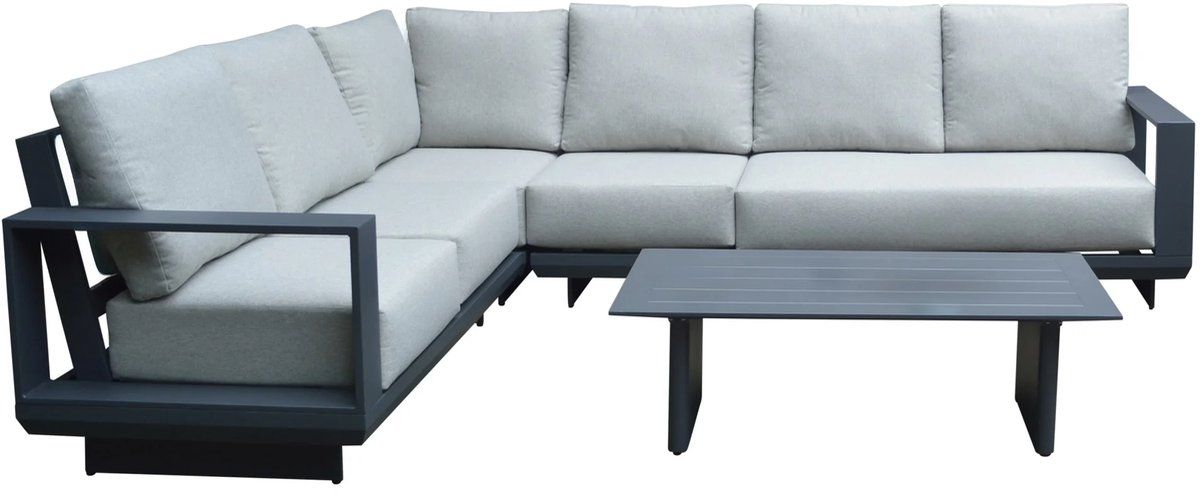 avellino hoek loungeset 5 delig antraciet aluminium soft grey