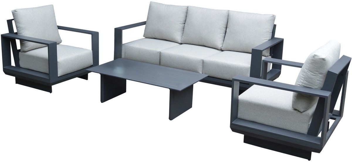 avellino stoel bank loungeset 4 delig antraciet aluminium soft grey