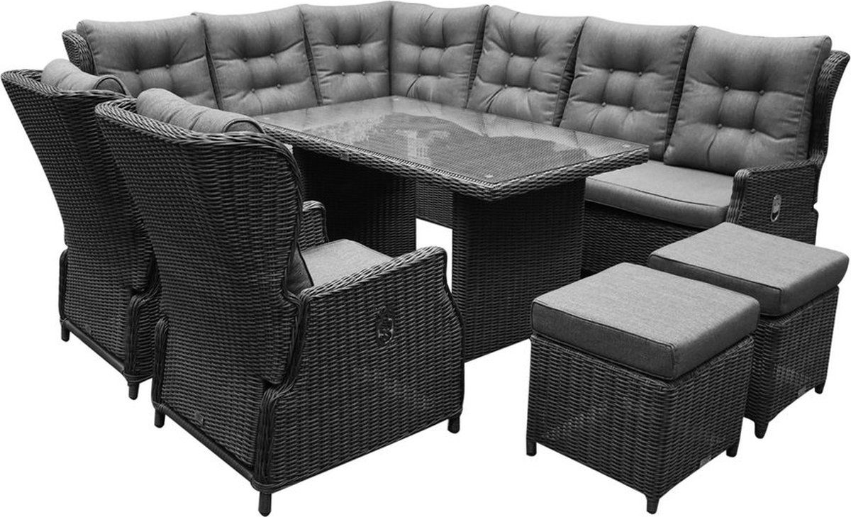 avh collectie ibiza premium hoek dining loungeset 9 delig antraciet