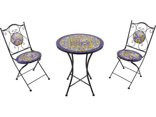 AXI Amélie 3-delige Mozaïek Bistroset Blauw/geel - Mediterrane stijl