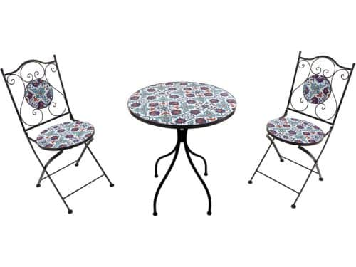 AXI Amélie 3-delige Mozaïek Bistroset Helderblauw - Metalen frame met