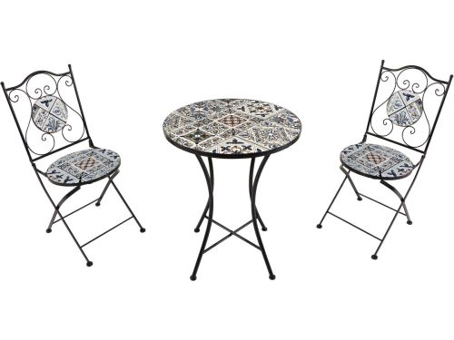 AXI Amélie 3-delige Mozaïek Bistroset Zachtblauw - Metalen frame met