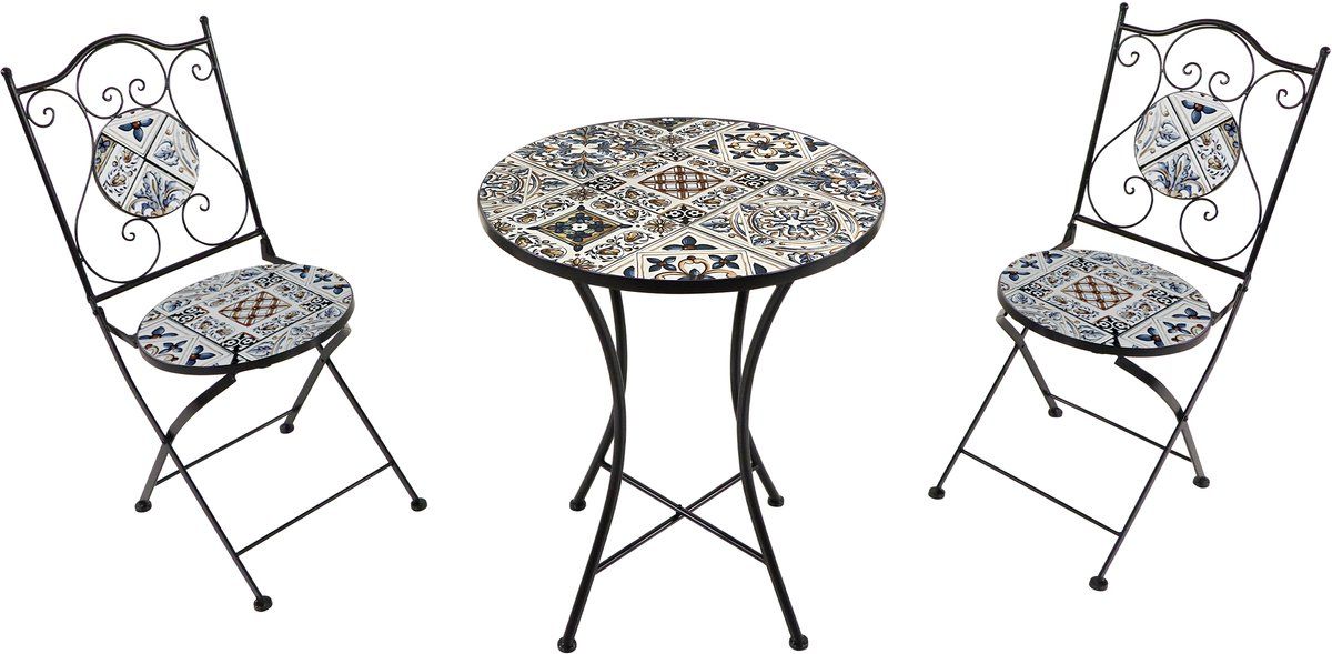 axi amélie 3 delige mozaïek bistroset zachtblauw metalen frame met