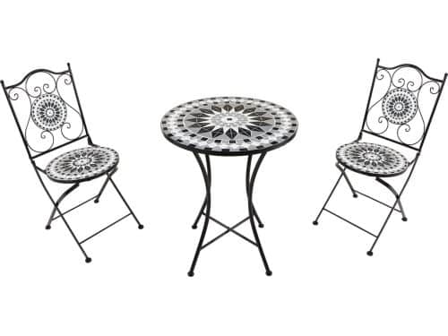 AXI Amélie 3-delige Mozaïek Bistroset Zwart/wit - Metalen frame met