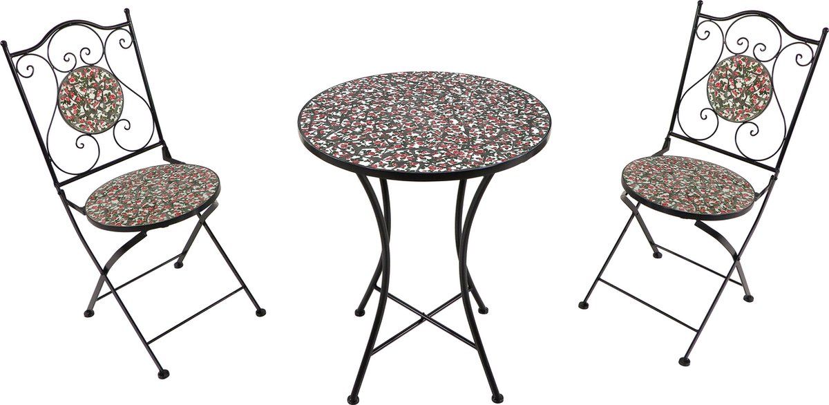 axi amélie bistroset mozaïek bloemen roze metalen frame met