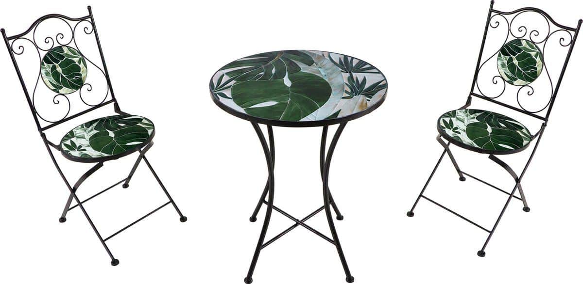 axi amélie bistroset mozaïek tropisch groen metalen frame met