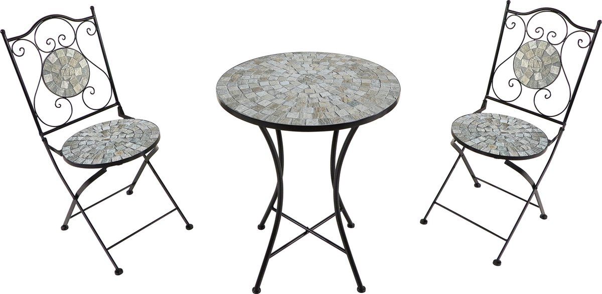 axi amélie bistroset mozaïek zandbeige metalen frame met keramische