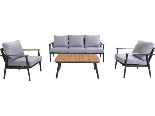 AXI Bibi Stoel-bank loungeset 4-delig Antraciet/Teak - 2 Stoelen en