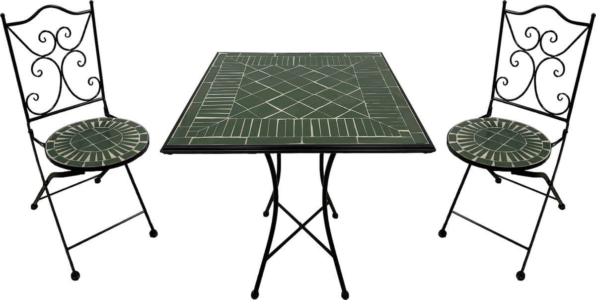 axi camilla 3 delige mozaïek bistroset donkergroen metalen frame met