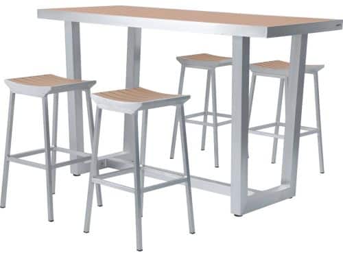 AXI James Barset met 4 barkrukken Aluminium met Hout