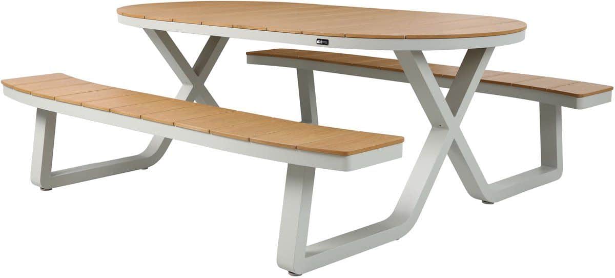 axi jax picknicktafel met 2 banken ovaal in sandy beige
