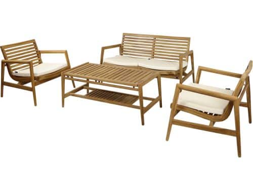 AXI June Stoel-bank loungeset 4-delig Teak/crème - 2 stoelen en