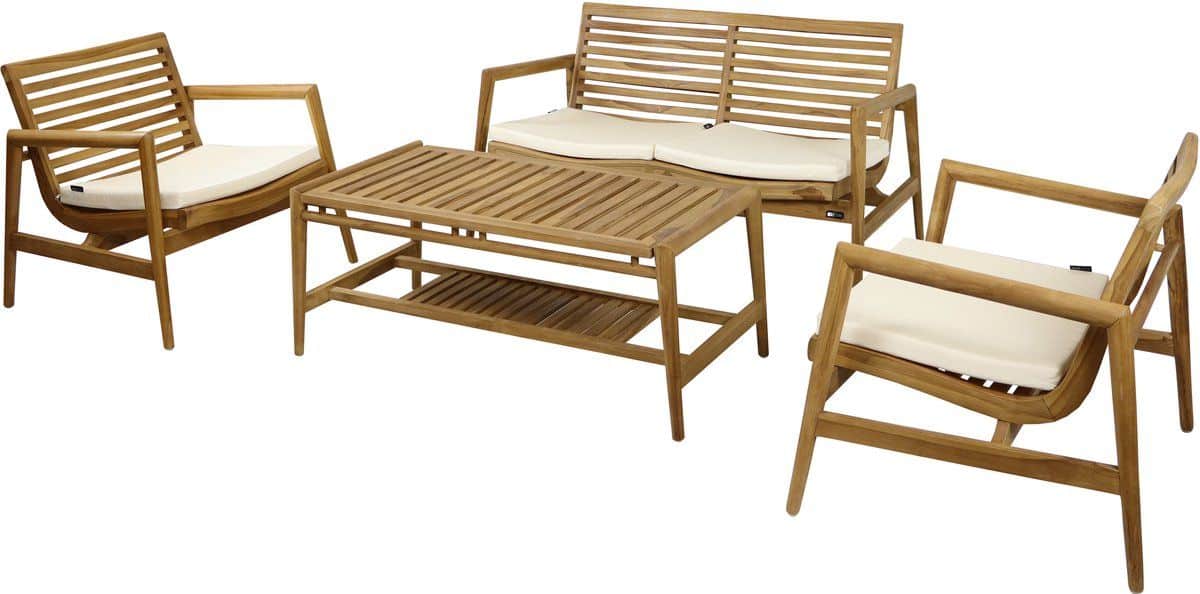 axi june stoel bank loungeset 4 delig teak/crème 2 stoelen en