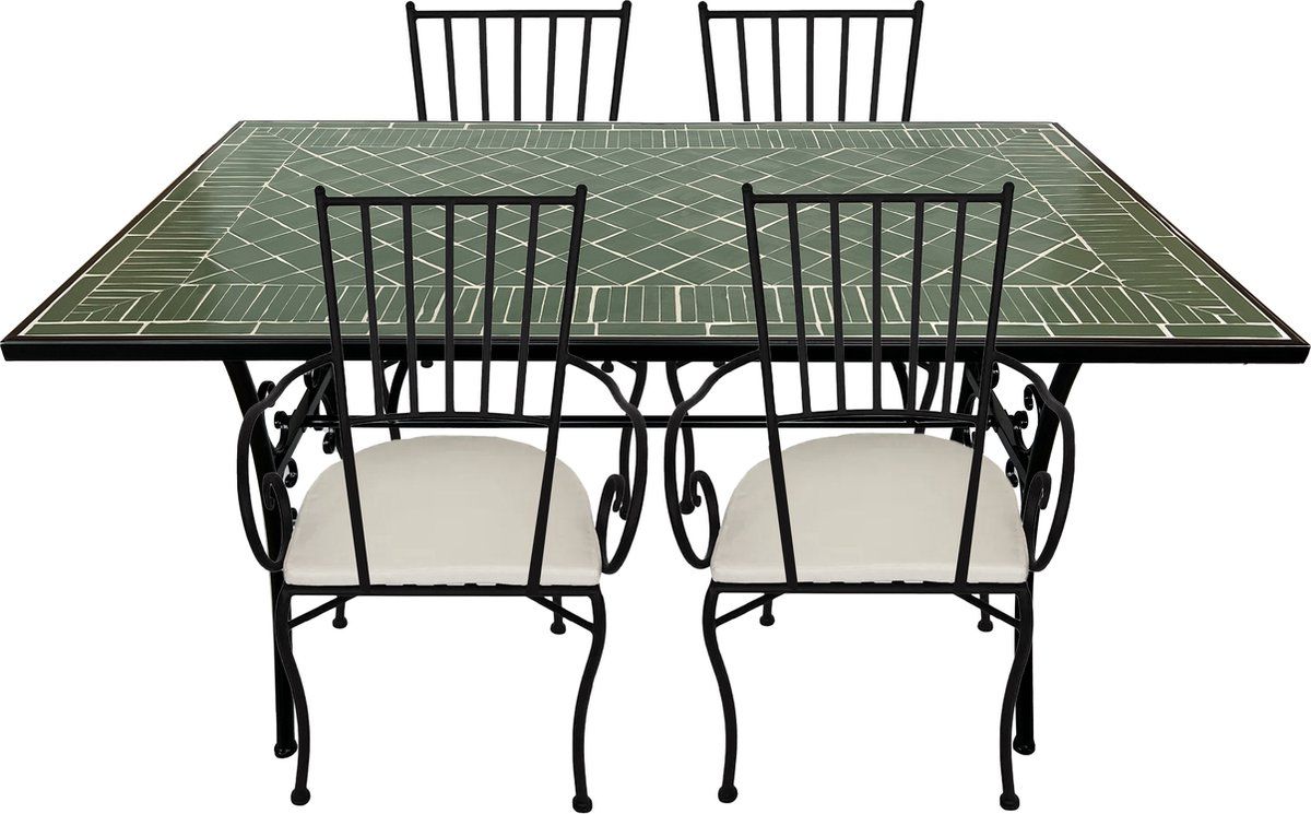 axi leonie 5 delige mozaïek bistroset donkergroen metalen frame met