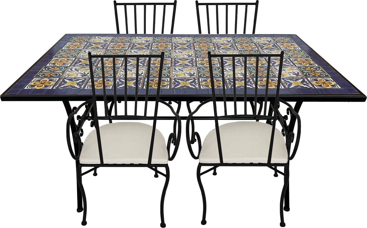 axi leonie 5 delige mozaïek bistroset mediterrane stijl blauw