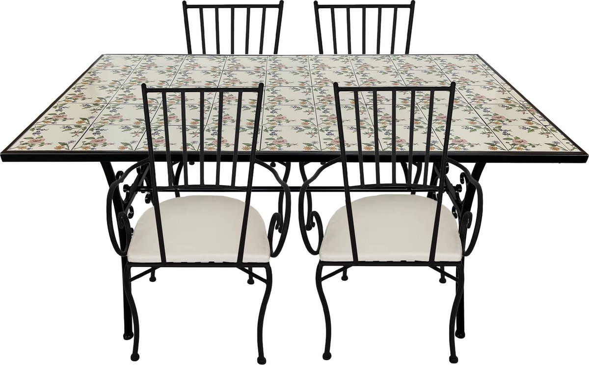 axi leonie 5 delige mozaïek bistroset romantische roos metalen frame