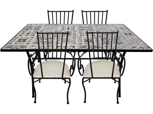 AXI Leonie 5-delige Mozaïek Bistroset Zachtblauw - Metalen frame met