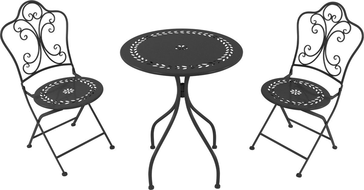 axi marilou metalen bistroset romantisch antraciet gepoedercoat metalen frame