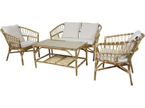 AXI Mary Rotan Stoel-bank loungeset 4-delig naturel/wit - 2 stoelen