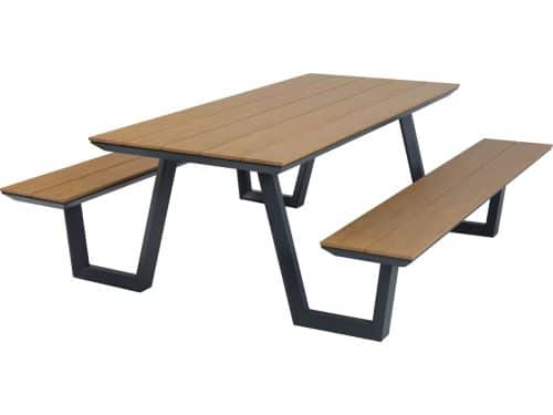AXI Nori Picknicktafel met 2 banken Antraciet met Teak