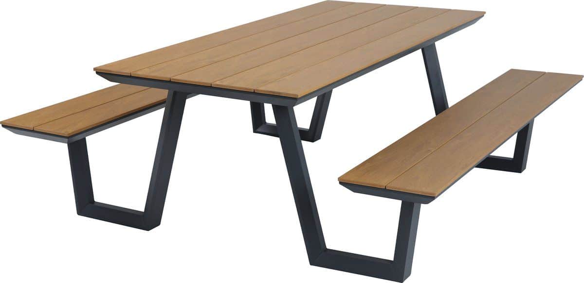 axi nori picknicktafel met 2 banken antraciet met teak