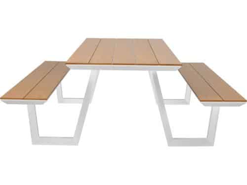 AXI Nori Picknicktafel met 2 banken Wit met Teak