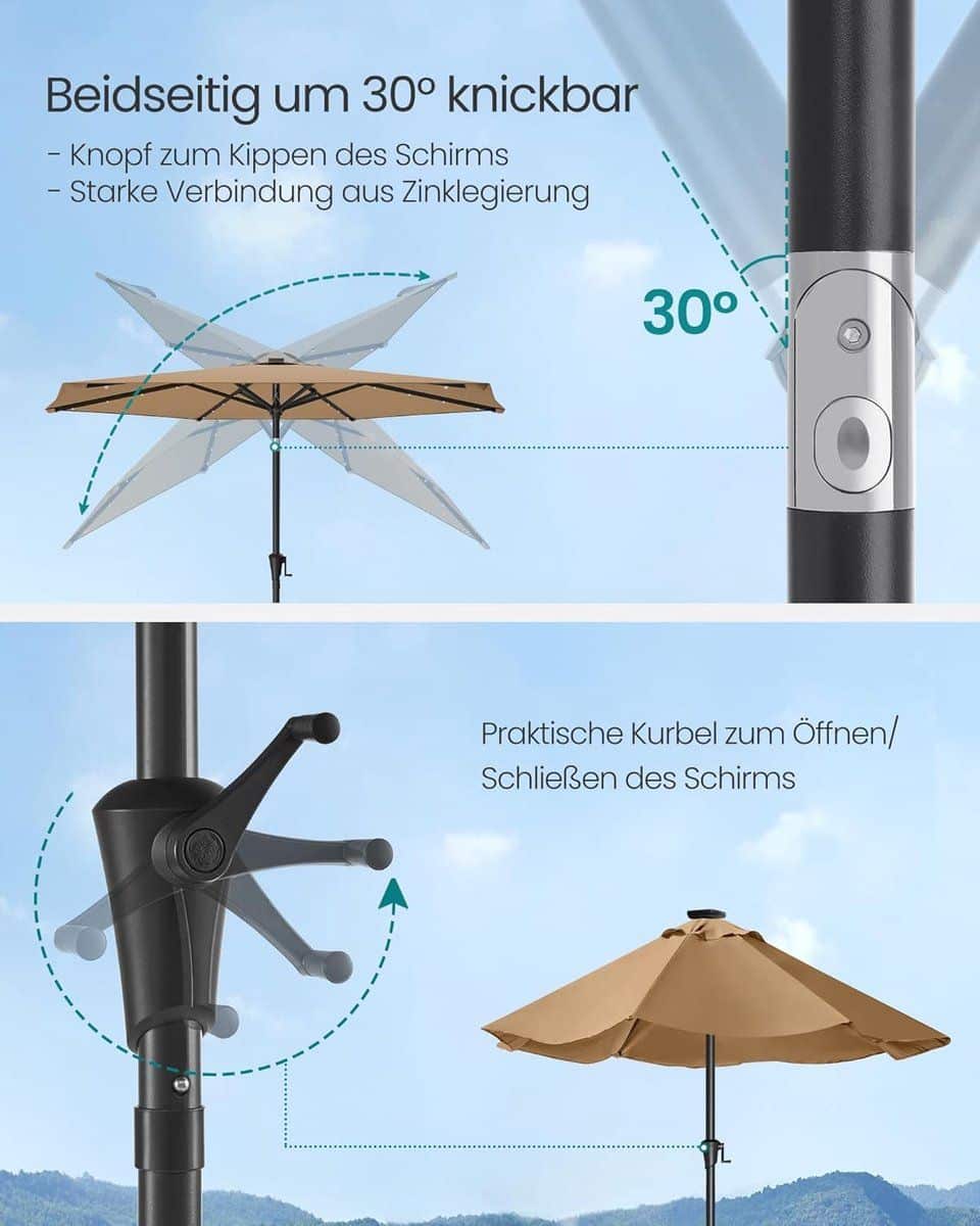 balkon & tuinparasol bellavero led solar parasol Ø 270 cm