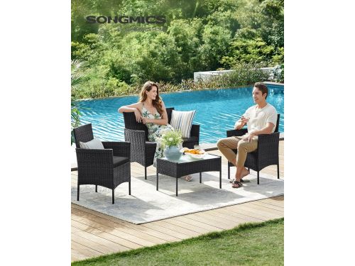 Balkon Loungeset 4-Delig met Tafel, 2 Stoelen & 2