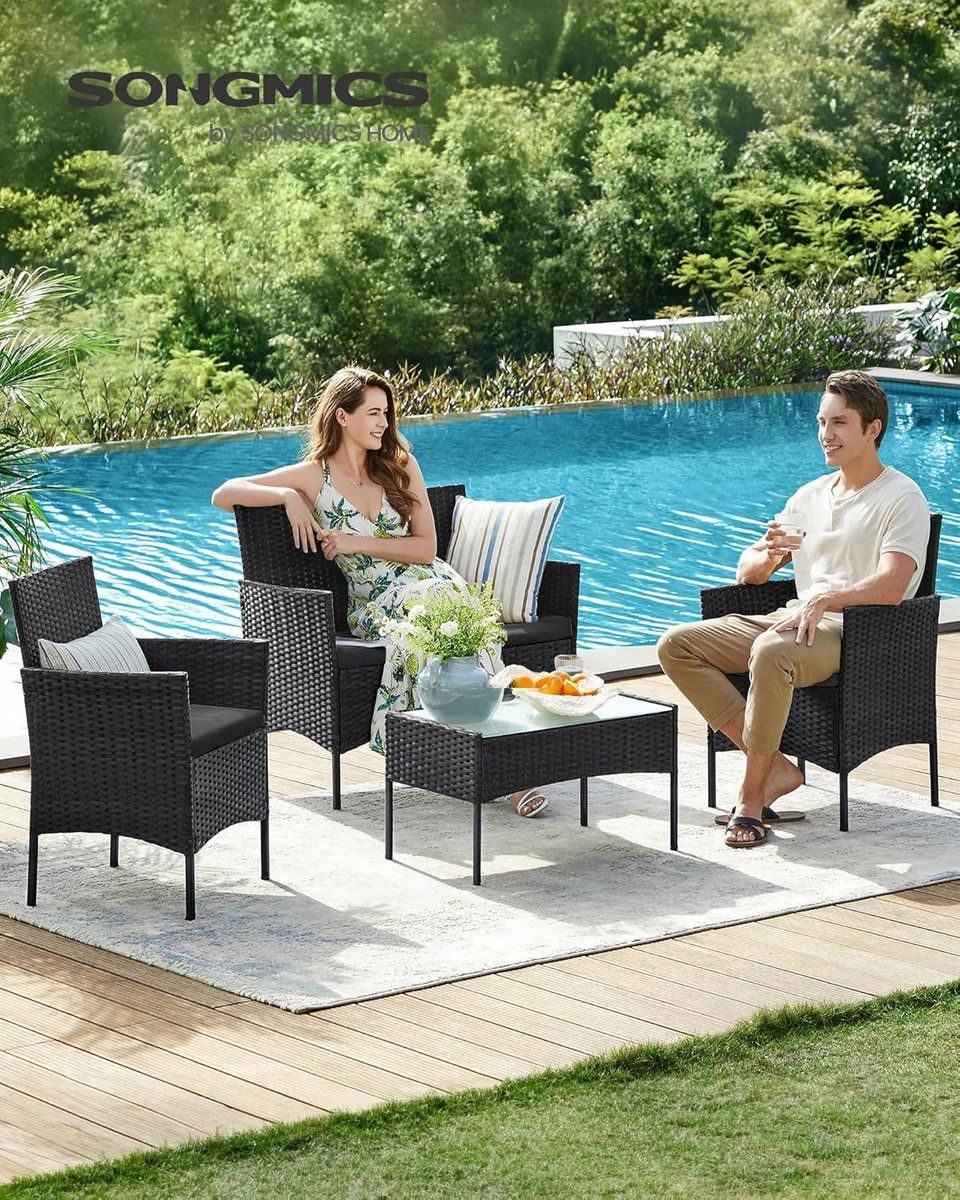 balkon loungeset 4 delig met tafel, 2 stoelen & 2