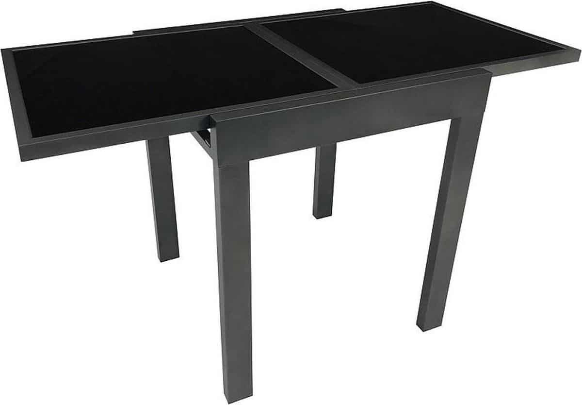 balkon tafel bijzettafel aluminium glas 65/130x65x75cm