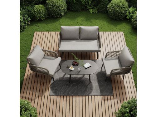 Balkonmeubel Set 4-Zits Grijs - 2 Stoelen + Bank +