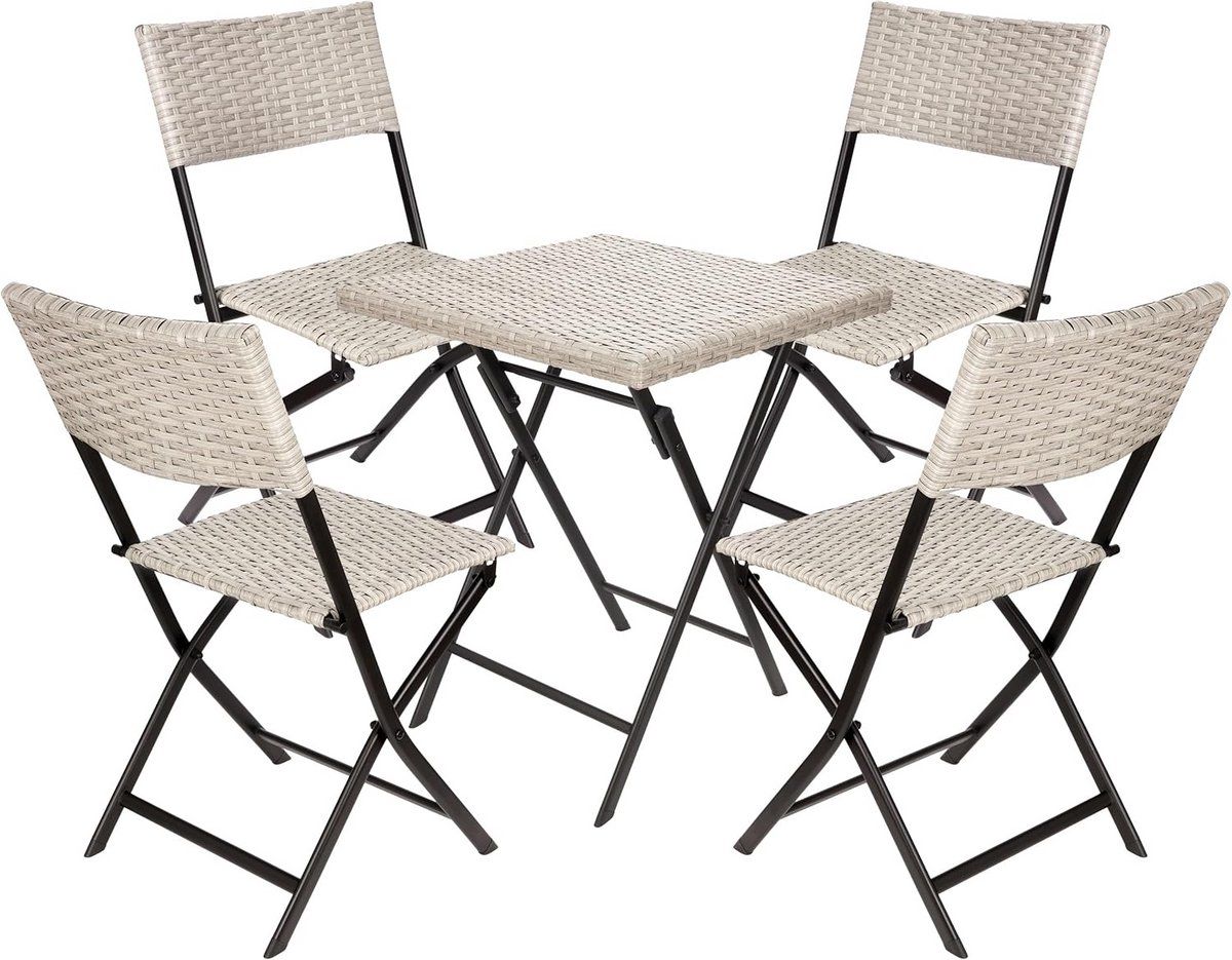 balkonset met tafel en 4 stoelen, weerbestendig en inklapbaar