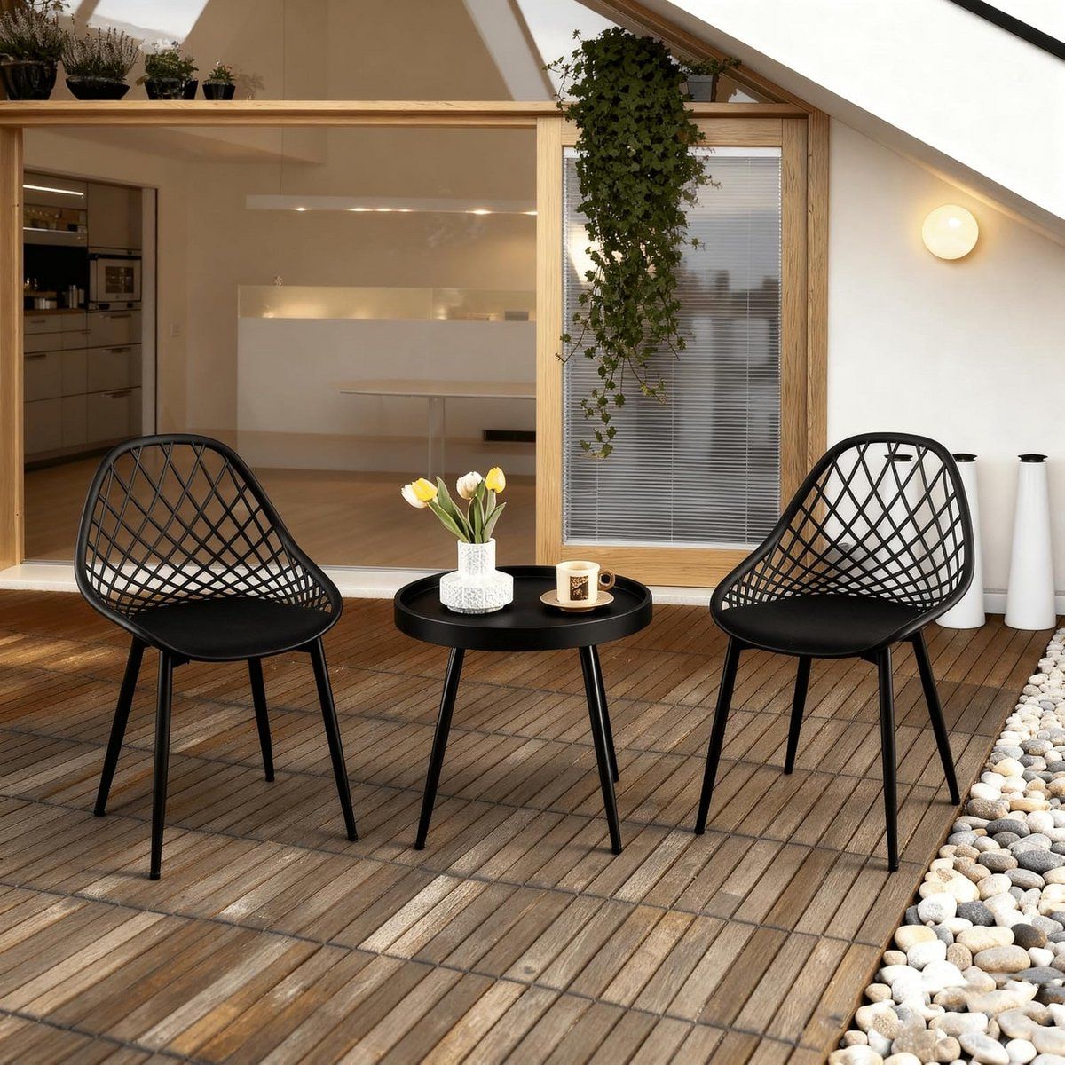 balkonset voor klein balkon met 2 stoelen en 1 tafel