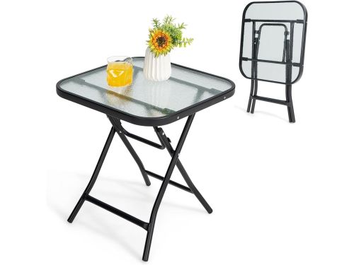Balkontafel Klaptafel - Ronde bijzettafel - Buiten Zitten - Glasplaat
