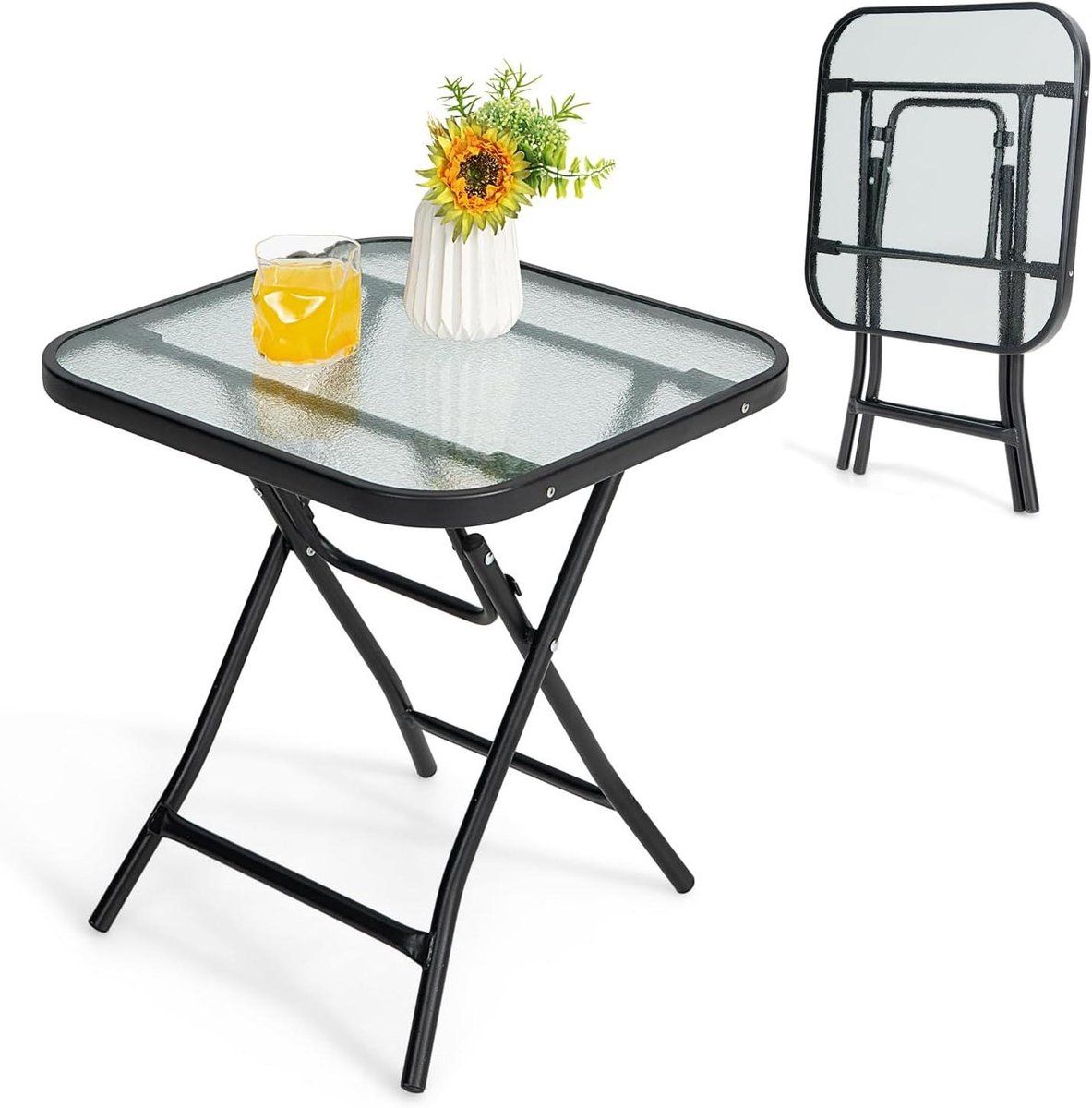 balkontafel klaptafel ronde bijzettafel buiten zitten glasplaat